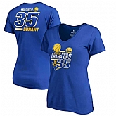 Women Golden State Warriors Kevin Durant Fanatics Branded 2018 NBA Finals Champions Name and Number V Neck T-Shirt Royal,baseball caps,new era cap wholesale,wholesale hats